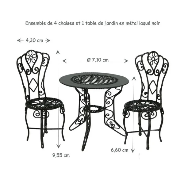 Ensemble 4 chaises et 1 table de jardin