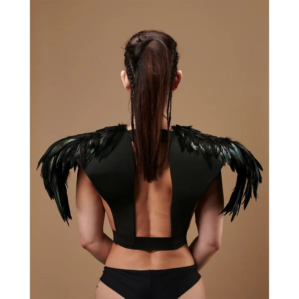 Epaulettes uniques en plume naturelles noir