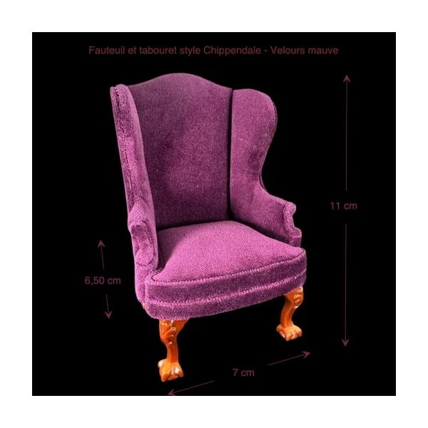 Fauteuil et tabouret – Style Chippendale