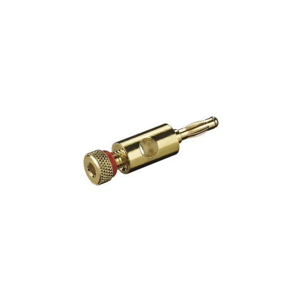 FICHE BANANE DORE MALE 4mm ROUGE POUR GROS CABLE 4/5mm² (6080)
