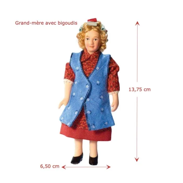 Grand-mère miniature avec des bigoudis
