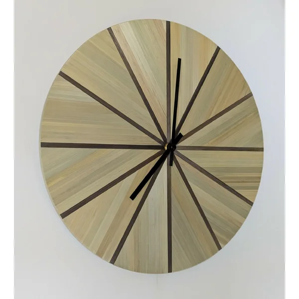 Horloge murale Ronde avec Marqueterie de paille Beige et Marron