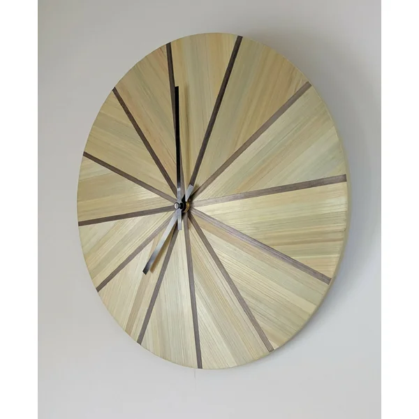 Horloge murale Ronde avec Marqueterie de paille Beige et Marron