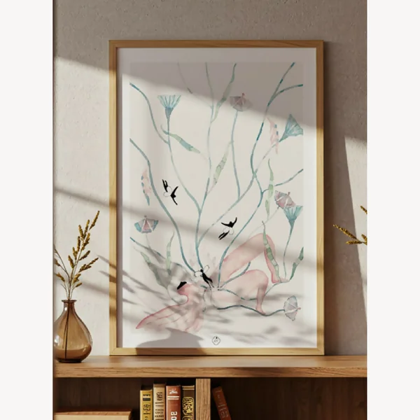 L' hybride sauvage illustration aquarelle A3