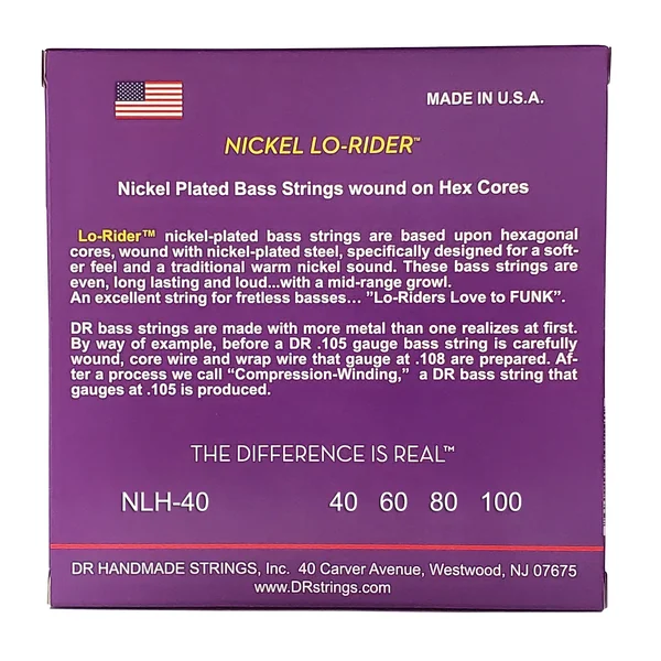 LO-RIDER Nickel Plated Steel 40-100 - jeu de 4 cordes