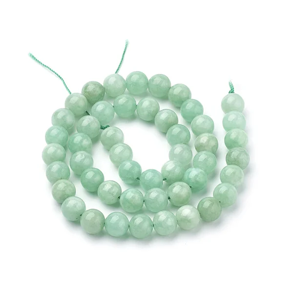 Lot de 15 perles naturelles rondes 6 mm - Jade verte