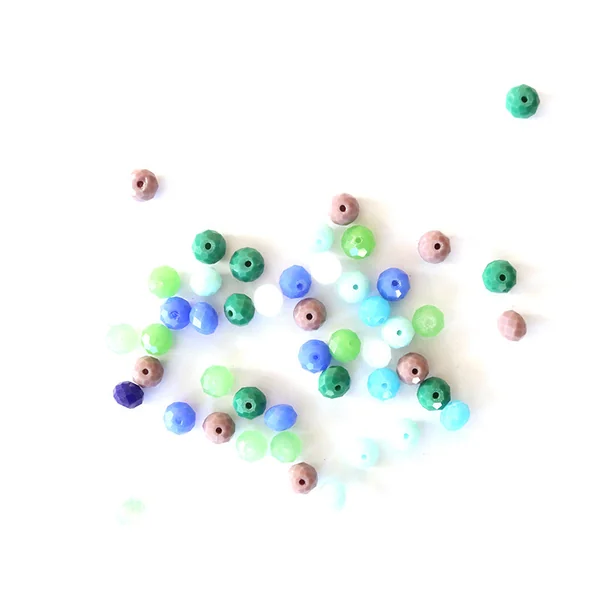Lot de 50 perles à facettes en verre 8x6 mm - bleu et vert
