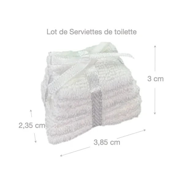 Lot de 6 serviettes de toilette miniature blanc 1/12e