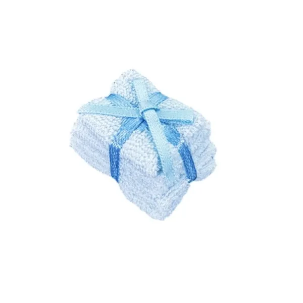 Lot de 6 serviettes de toilette miniature bleu 1/12e