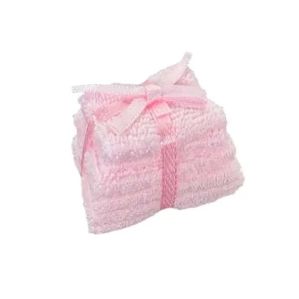 Lot de 6 serviettes de toilette miniature rose 1/12e