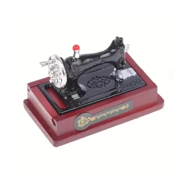 Machine à coudre miniature acajou 1/12e avec tiroir coulissant