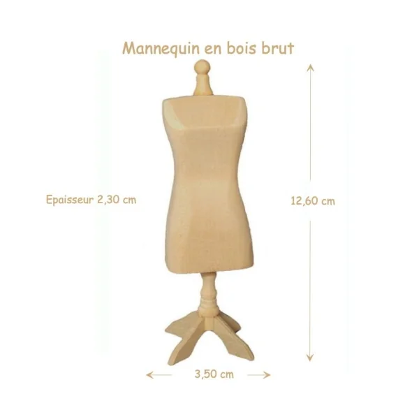 Mannequin pour couture - bois brut