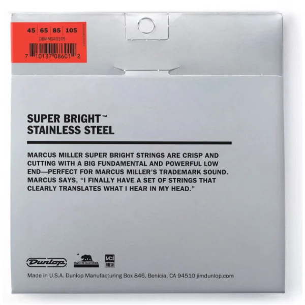 Marcus Miller DBMMS45105 Super Bright Electric Bass Strings 45-105 - jeu de 4 cordes