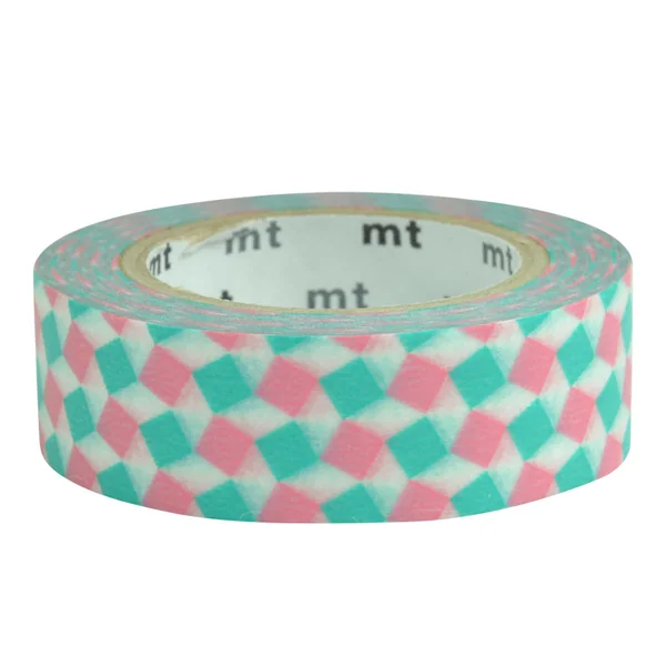 Masking tape motif - Carré rose et turquoise