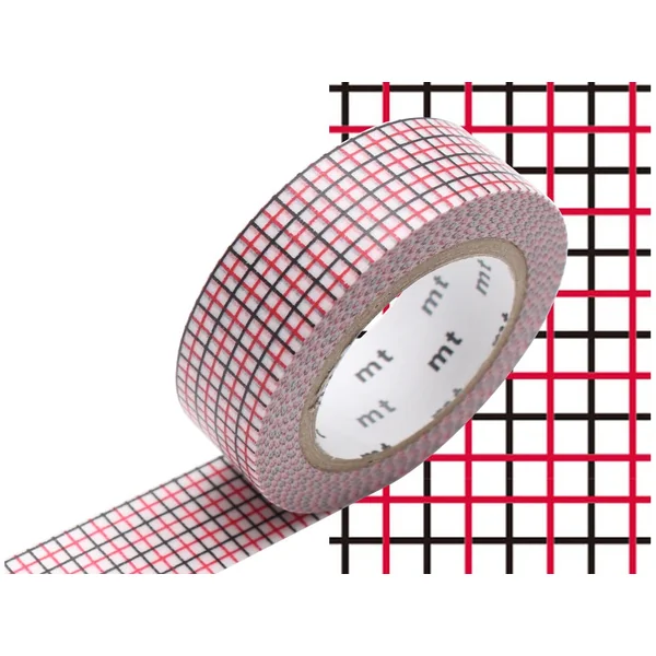 Masking tape motif - Quadrillé noir et rouge