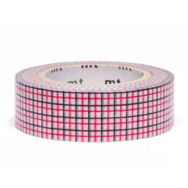 Masking tape motif - Quadrillé noir et rouge