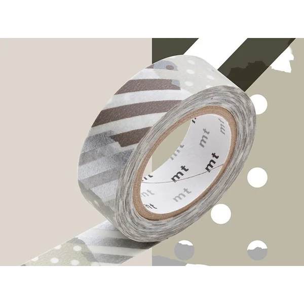 Masking tape motif - Rayures et pois argent G