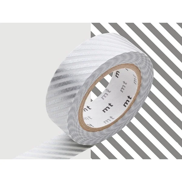 Masking tape motif - Rayé argent
