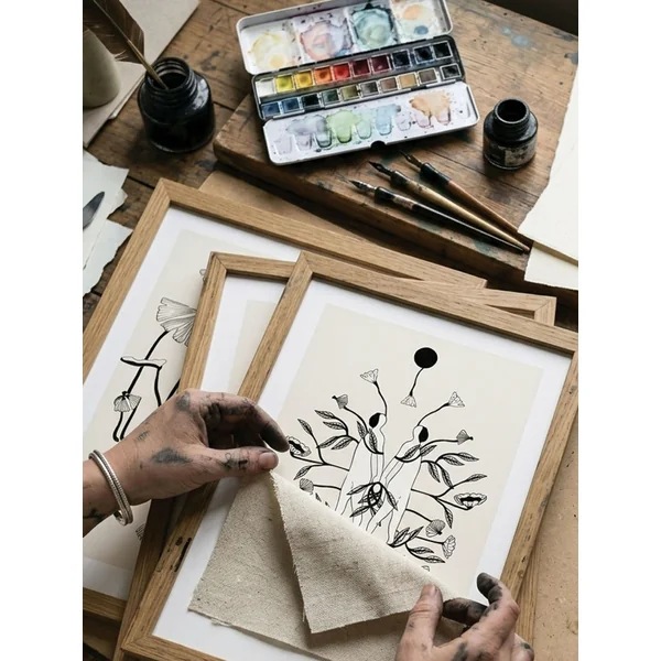 mes Jumelles illustration à l’encre noire A4
