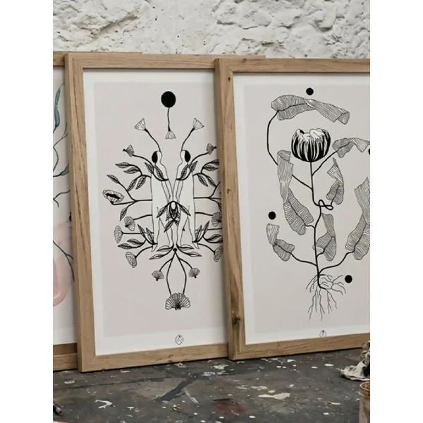 mes Jumelles illustration à l’encre noire A4