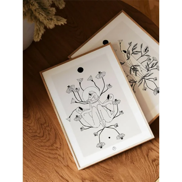 mes Jumelles illustration à l’encre noire A4