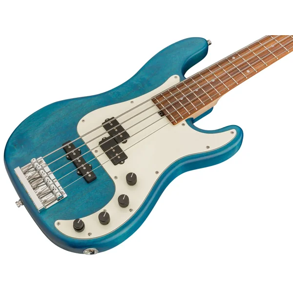 Metroline 21-Fret Hybrid P/J Bass Alder (5-String, Germany, MOR) - ocean blue transparent satin