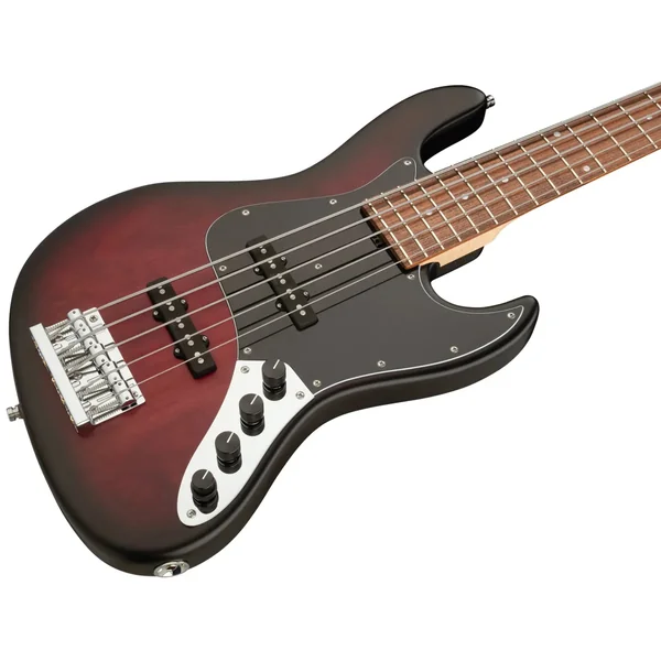 MetroLine 21-Fret Vintage J/J Bass Alder (5-String, Germany, Morado) - burgundy blackburst transparent satin