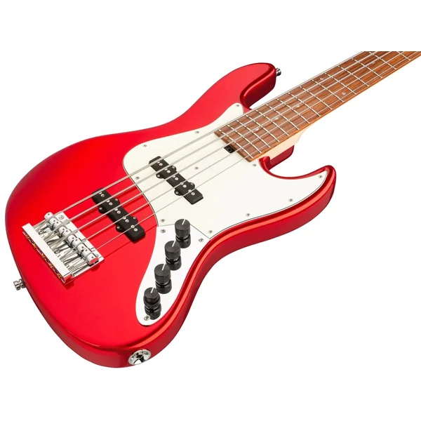 MetroLine 21-Fret Vintage J/J Bass Alder (5-String, Germany, Morado) - candy apple red metallic