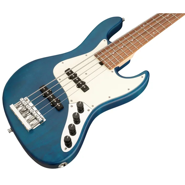 MetroLine 21-Fret Vintage J/J Bass Alder (5-String, Germany, Morado) - ocean blue transparent satin