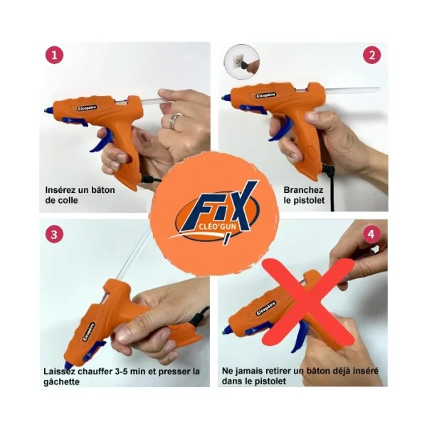 Mini Pistolet à Colle Cléo'GUN FIX - Baton de colle de Ø 7mm