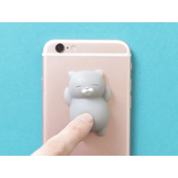 Mini squishy chat gris qui dort - anti-stress