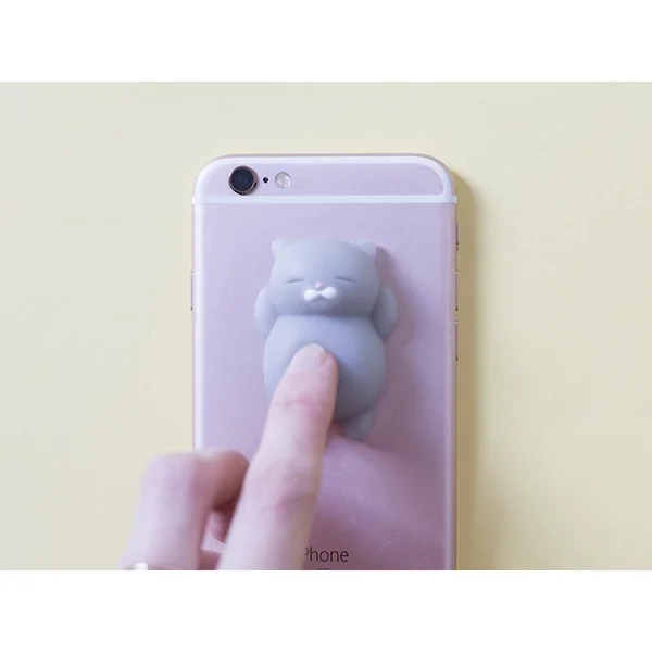 Mini squishy chat gris qui dort - anti-stress