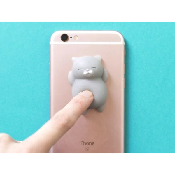 Mini squishy chat gris qui dort - anti-stress