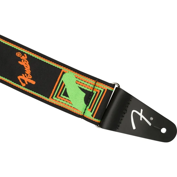 Neon Monogrammed Guitar Strap - Green/Orange