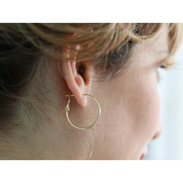 Paire boucles d'oreilles créoles 24 mm - plaquées or fin 24K