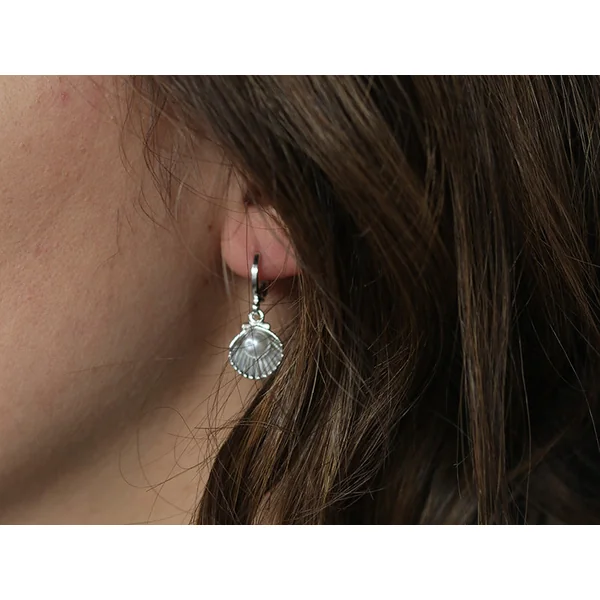 Paire de dormeuses rondes à breloques - flash argent 925