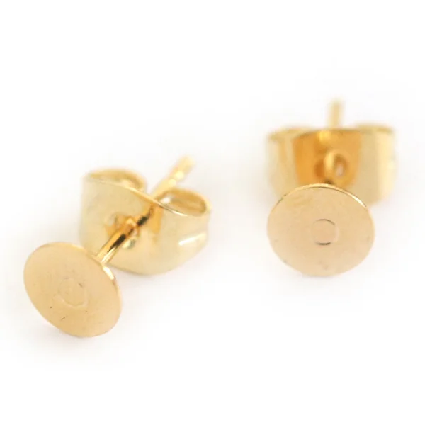 Paire de puces d'oreilles avec embouts - doré à l'or fin