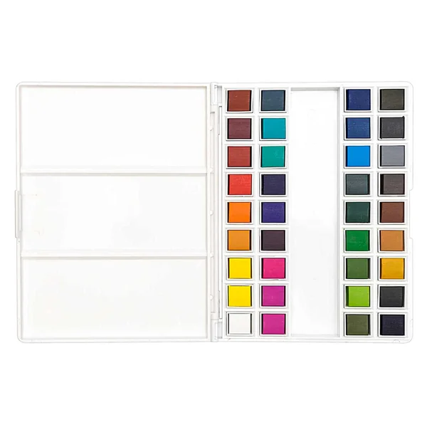 Palette de 36 demi-godets d'aquarelle / Peinture à l'eau
