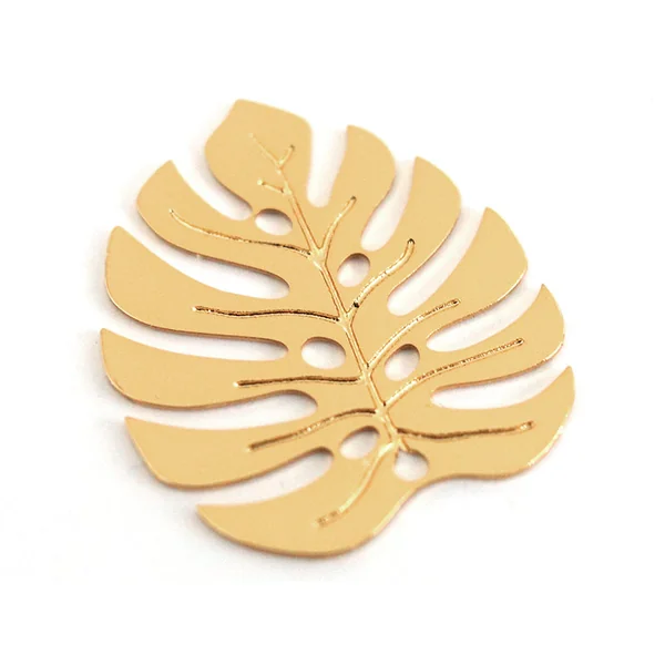 Pendentif feuille de monstera - doré à l'or fin 24K