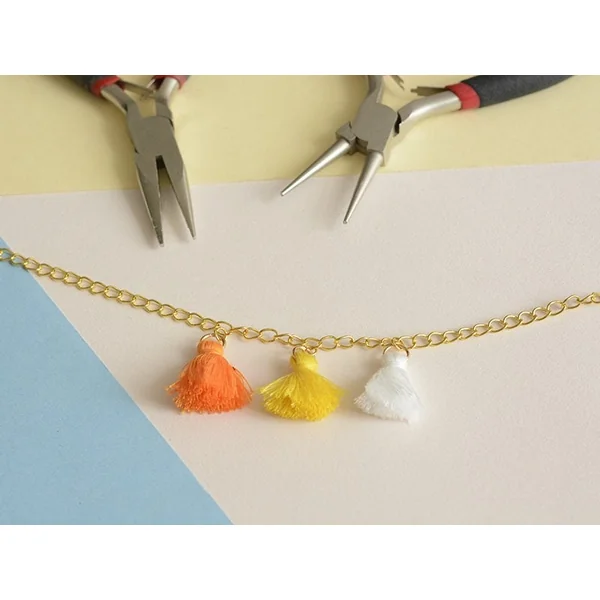 Pendentif pompon - jaune
