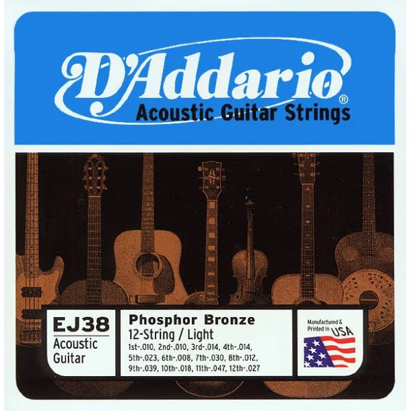 Phosphor Bronze EJ38 12-strings Light 10-47 - jeu de 6 cordes