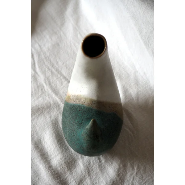 Pichet bicolore turquoise & blanc
