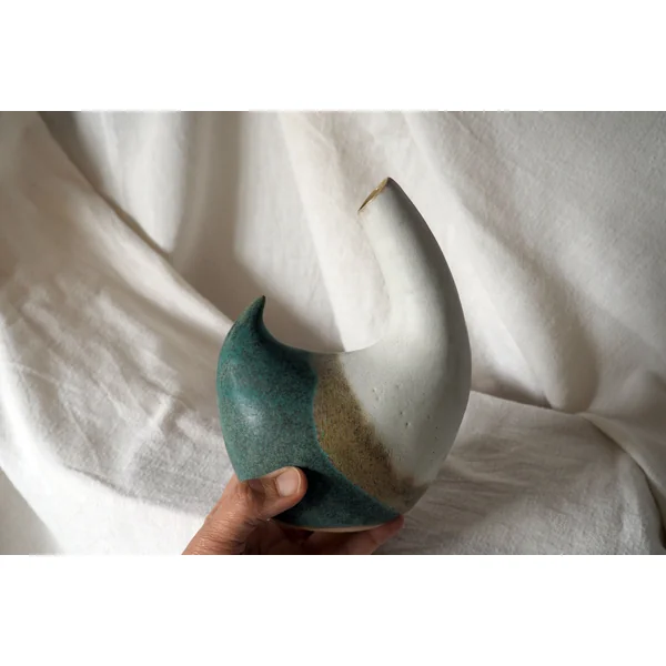 Pichet bicolore turquoise & blanc