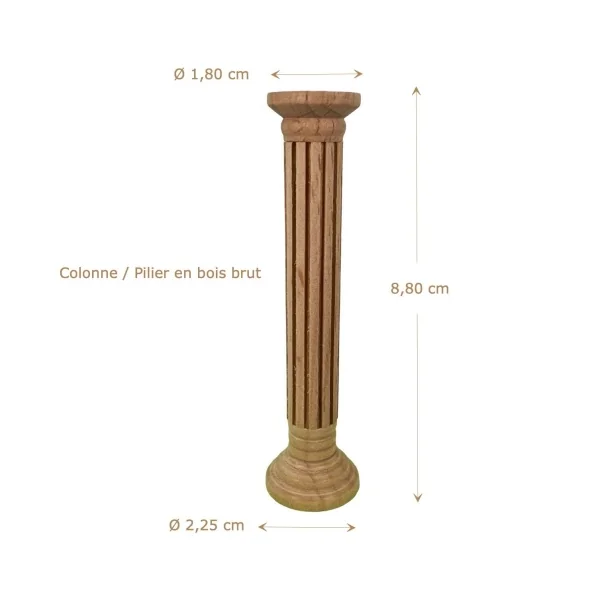 Pilier / Colonne cannelée en bois brut