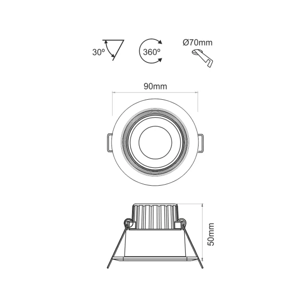 Plafonnier led Beneito et faure compac R 230V 8W 4000K IP44 Dimmable