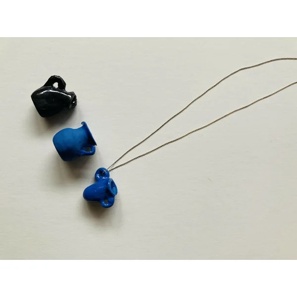 PORCELAINE MINIATURE PENDANT AND SILVER CHAIN