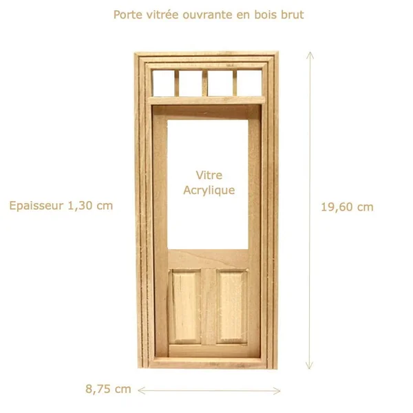 Porte à 2 panneaux - Vitrée - Bois brut