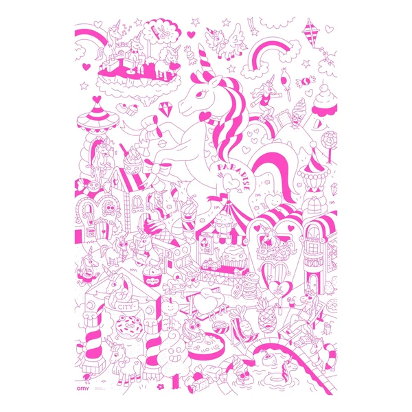 Poster géant en papier à colorier - LILY UNICORN - OMY