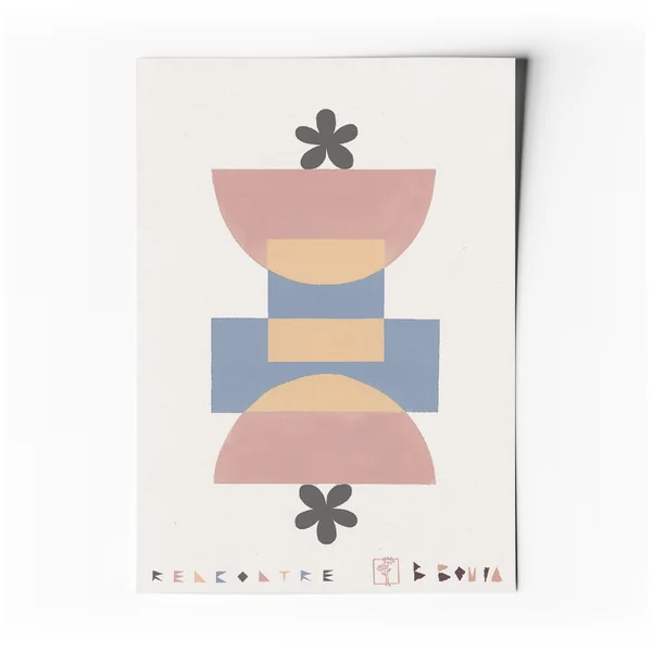Rencontre – Affiche d’art abstrait minimaliste géométrique