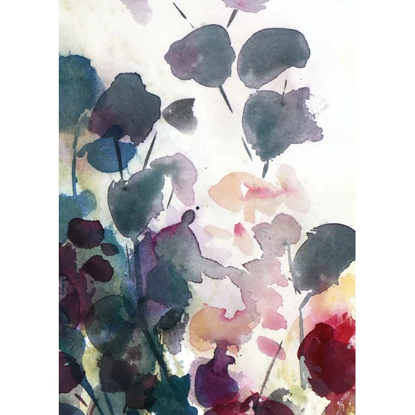Roses ardentes - Aquarelle originale